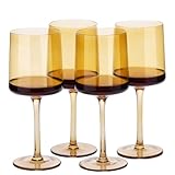 Navaris bernsteinfarben getönte Weingläser 4er-Set - Farbige Weingläser mit Stiel - Stilvolle Design-Glaswaren zum Servieren von Wein Cocktails D