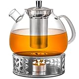 Stövchen für Teekanne Edelstahl - Teewärmer mit Teelichthalter (Teekanne nicht enthalten) - Hält Warm - für Tee, Kaffekannen & heiße Geträ
