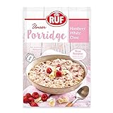 RUF Porridge Himbeer White Choc, Instant Haferbrei mit Himbeer-Stückchen und weißer Raspel-Schokolade, schnelles und gesundes Frühstück, 1 x 65g Beu