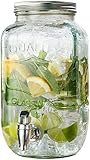 PEARL Wasserspender Glas: Retro-Getränkespender aus Glas, Einmachglas-Look, Zapfhahn, 3,5 Liter (Getränkebehälter, Glasbehälter mit Zapfhahn, Glaskaraffe mit Hahn)