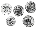 Antike Griechische Münzen - Versilbertes Metall - Reproduktion antiken Tetradrachme - Set 5 Stüc