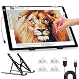 elice Leuchttisch A3,4800 Lux sehr hell 5mm Ultra dünn Light Pad für 5D Diamond Painting Zubehör,Dimmbarer Leuchtplatte mit Faltbar Ständer/clips,lichtpad a3 für Designen,Zeichnen Skizzieren,T