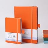 Irmanas A6 Notizbuch, 2er-Pack Premium-Klassiker mit liniertem Papier und Stiftschlaufe, 160 Seiten, Leder-Hardcover-Journal, Business-Geschenk, Bürobedarf für Männer und Frauen (Orange)