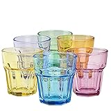 TREND FOR HOME Bunte Trinkgläser Kinder 280 ml Gläser Bunt Set von 6 Farbige Wassergläser Rainbow Gläser Partygläser Weingläser Farbig Kindergläser Regenbogen Gläser | Gigi Rainbow B