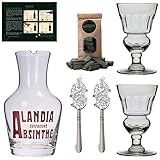 Absinth Gläser Karaffe Löffel Set | Mundgeblasenes Glas | Klassisches 19. Jh. D