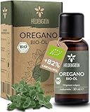 Heldengrün® BIO Oregano Öl [HOCHDOSIERT] mit +82% Carvacrol - Zertifiziertes Lebensmittel zum Einnehmen - Oreganoöl Bio aus Griechenland - Oregano O