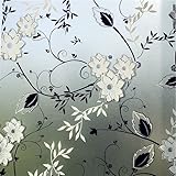 Hoonng Fensterfolie Blickdicht Selbsthaftend Motiv Blume Sichtschutz 44.5x200C